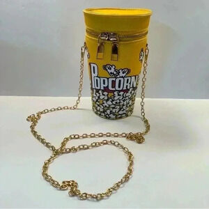 Novelty Popcorn Bucket Zipper Women Crossbody Hand Bag purse